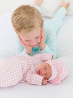 SoftSnooze™ Baby Girls Cotton Modal Pink Gingham Ruffle Knotted Sleep Gown & Bow Hat Set: Pink / Newborn-3m