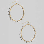 Faceted Glass Beaded Oval Dangle Earrings