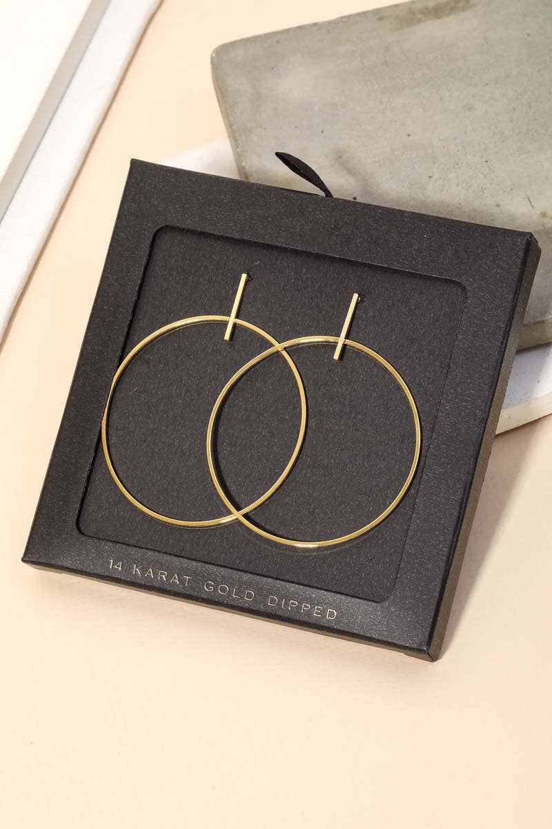 Gold Dipped Thin Hoop Drop Earring
