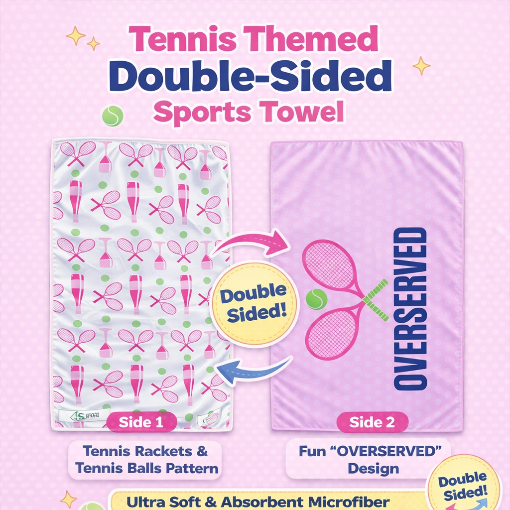 Over Served Tennis Double-Sided Microfiber Athletic Towel