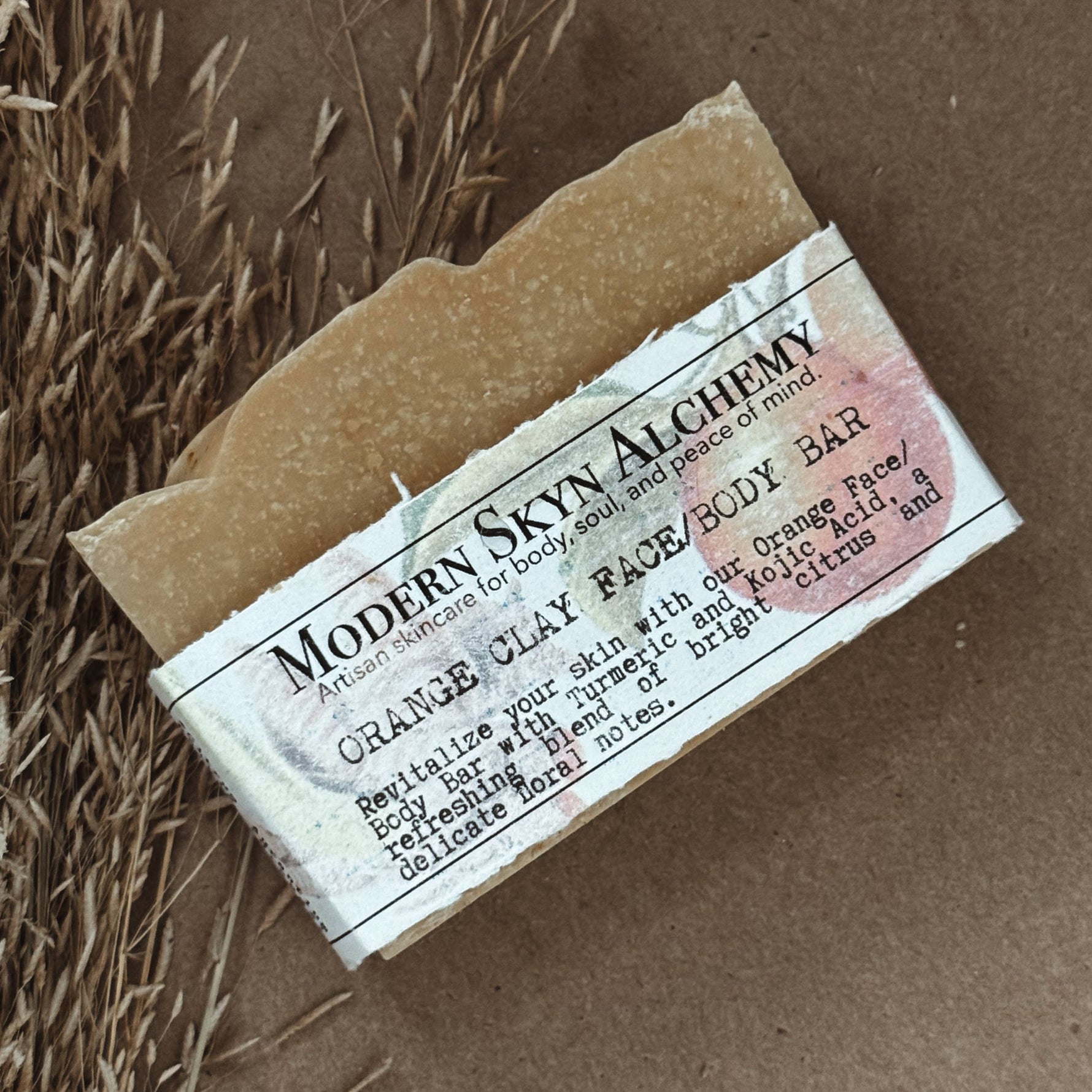 Orange Clay Face/Body Bar with Turmeric and Kojic Acid