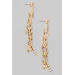 Textured Metallic Bar Charms Dangle Earrings