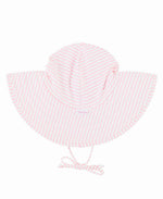 Girls Pink Seersucker Swim Hat: 12m-2T