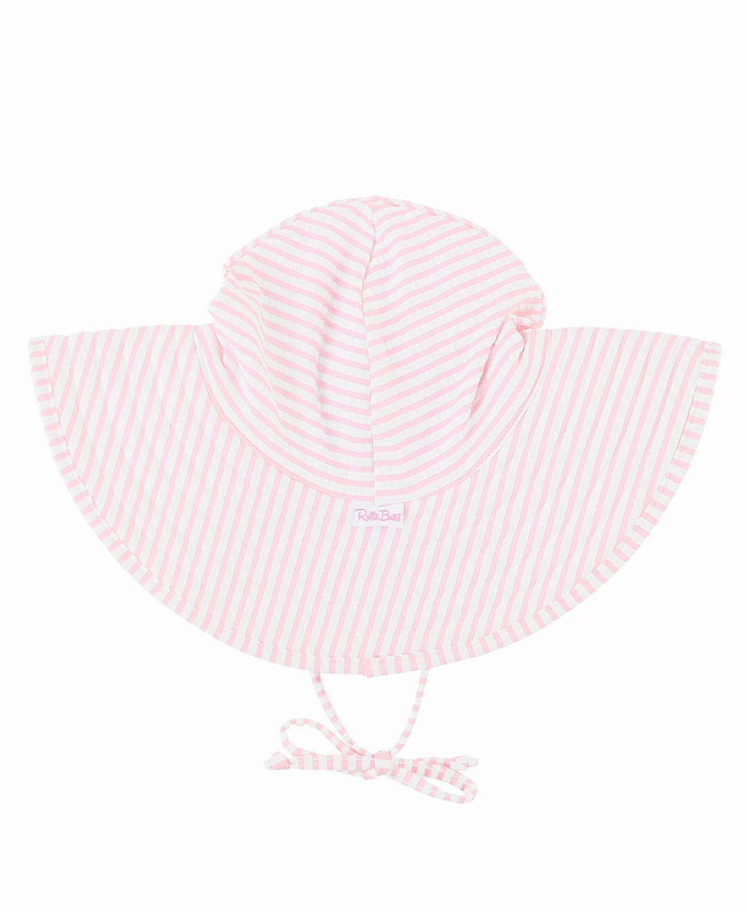 Girls Pink Seersucker Swim Hat: 0-12m