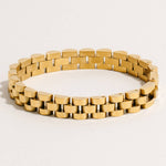 Two Tone Mixed Metal Rounded Watch Chain Bracelet