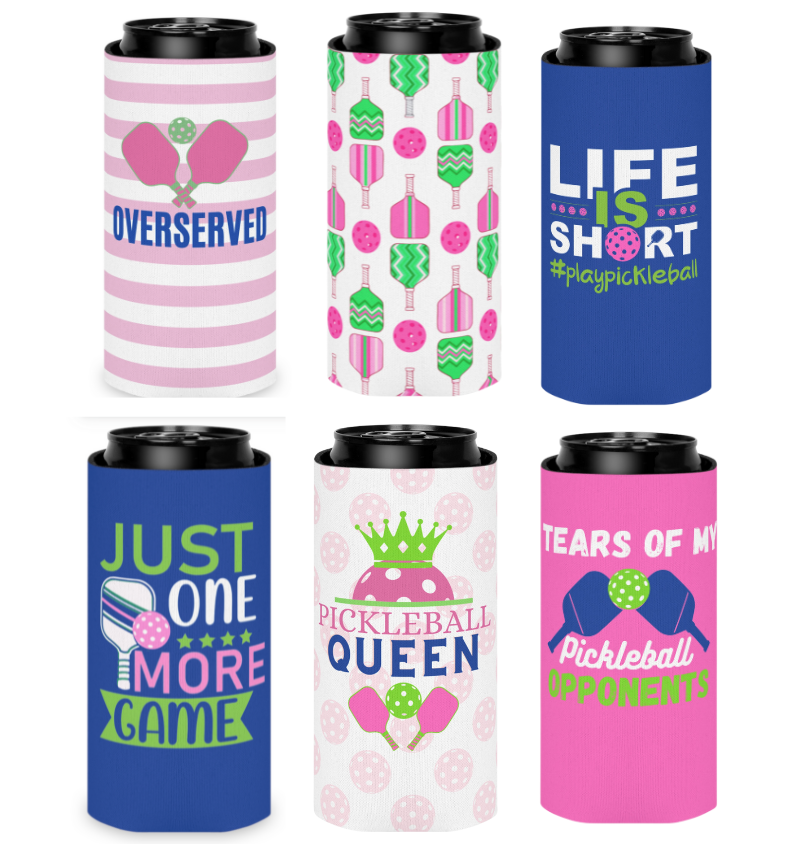 Pickleball Coozie - 12oz Slim Can Holder Sleeve: Pickleball Queen