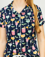 Fizz the Season Short Sleeve Button Up Sleep Shirt   Royal/Multi   -Asst.: Small