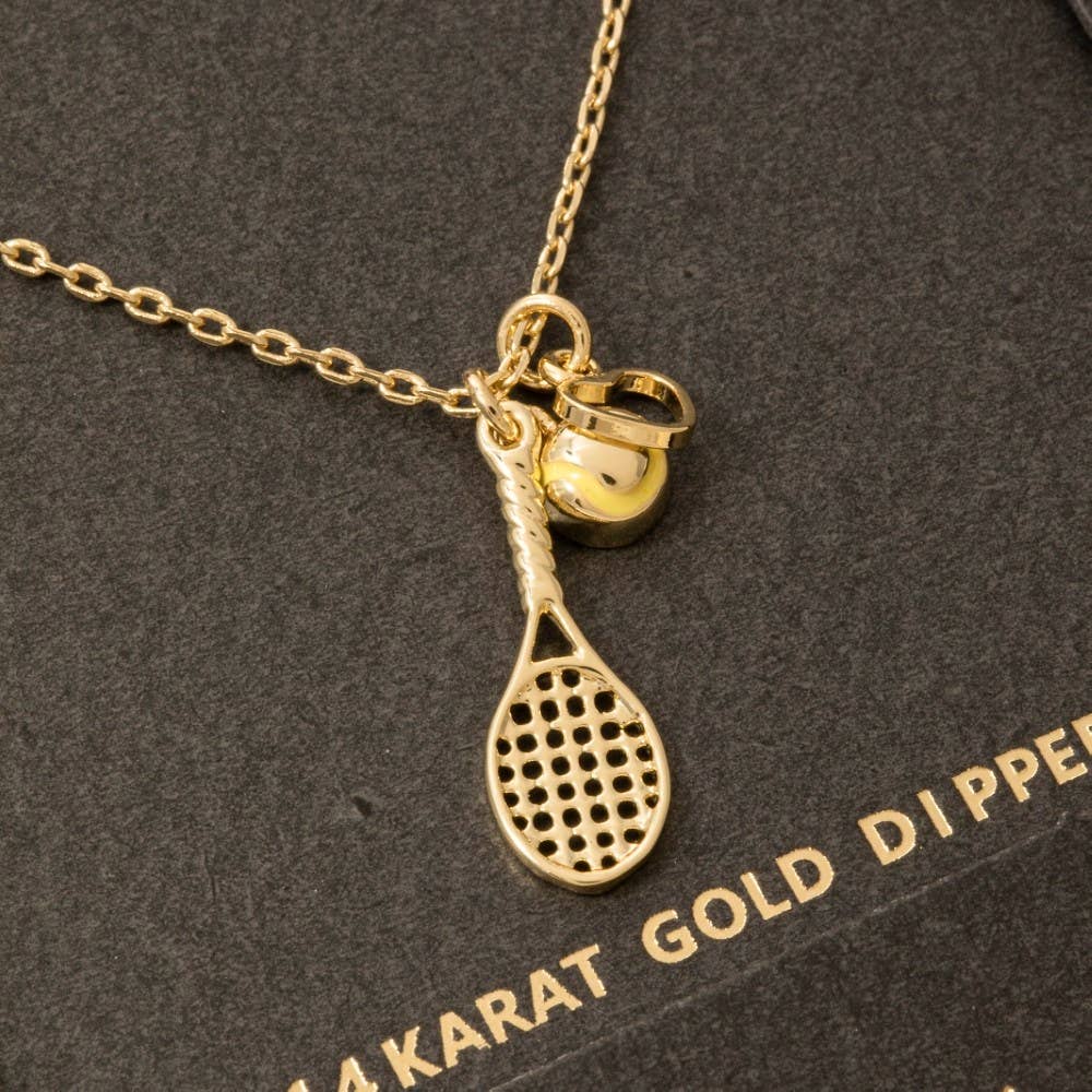 Secret Box Gold Dipped Tennis Theme Pendant Necklace