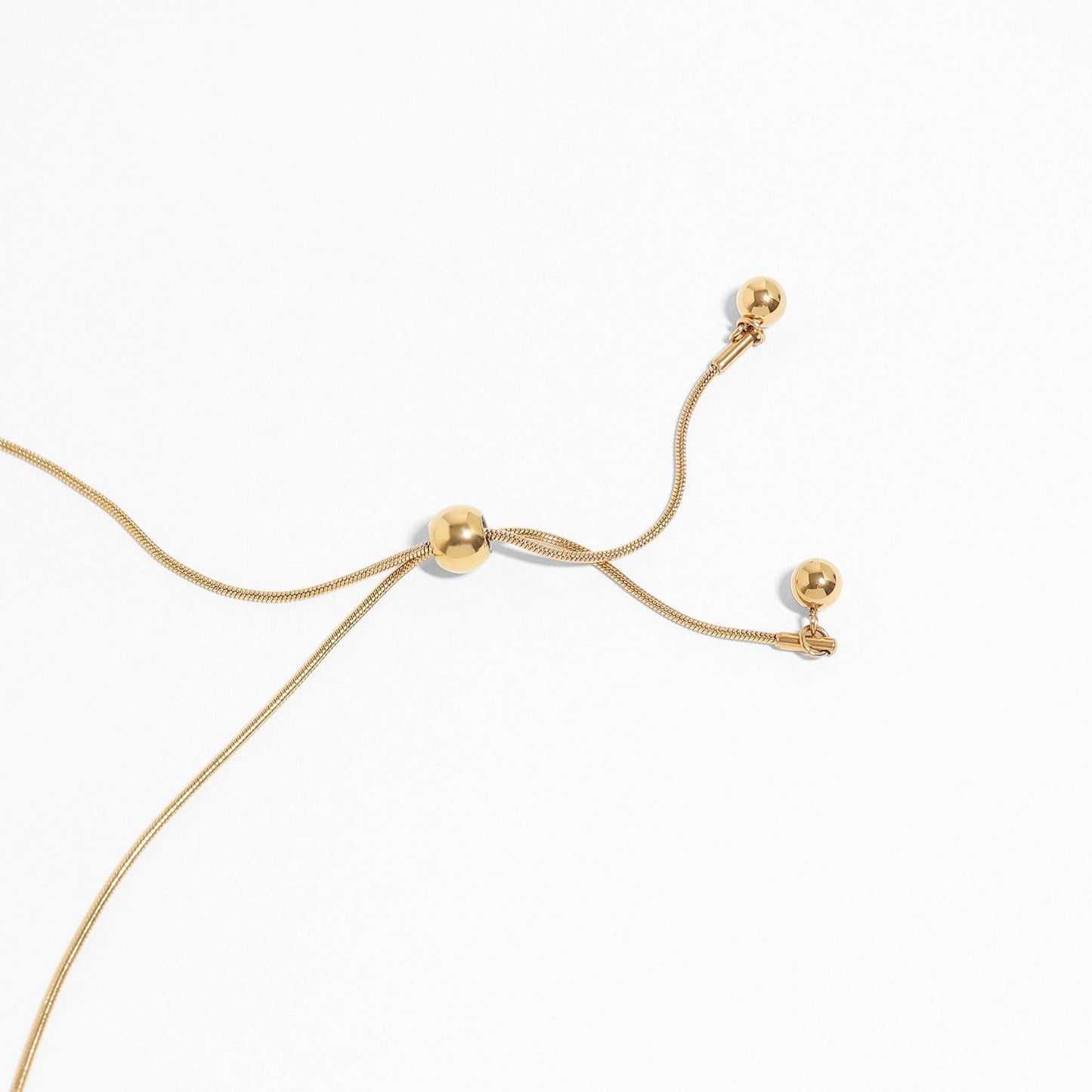 18K Gold PVD Stainless Steel Adjustable Ball Charm Necklace: Stainless