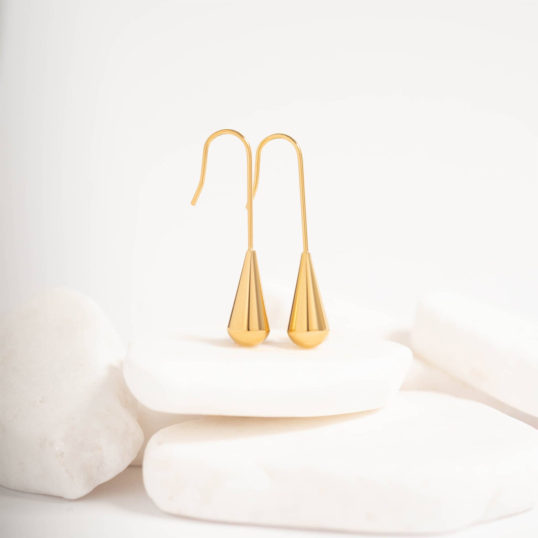 18K Gold PVD Stainless Steel Drop Earrings : Gold