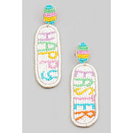 Seed Beaded Happy Easter Earrings
