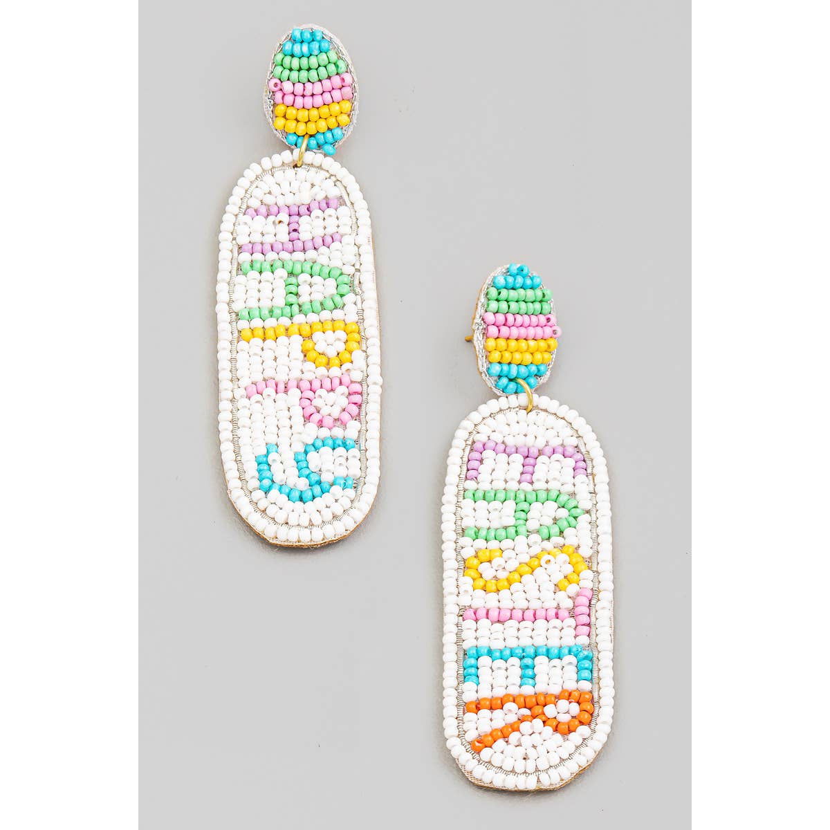 Seed Beaded Happy Easter Earrings