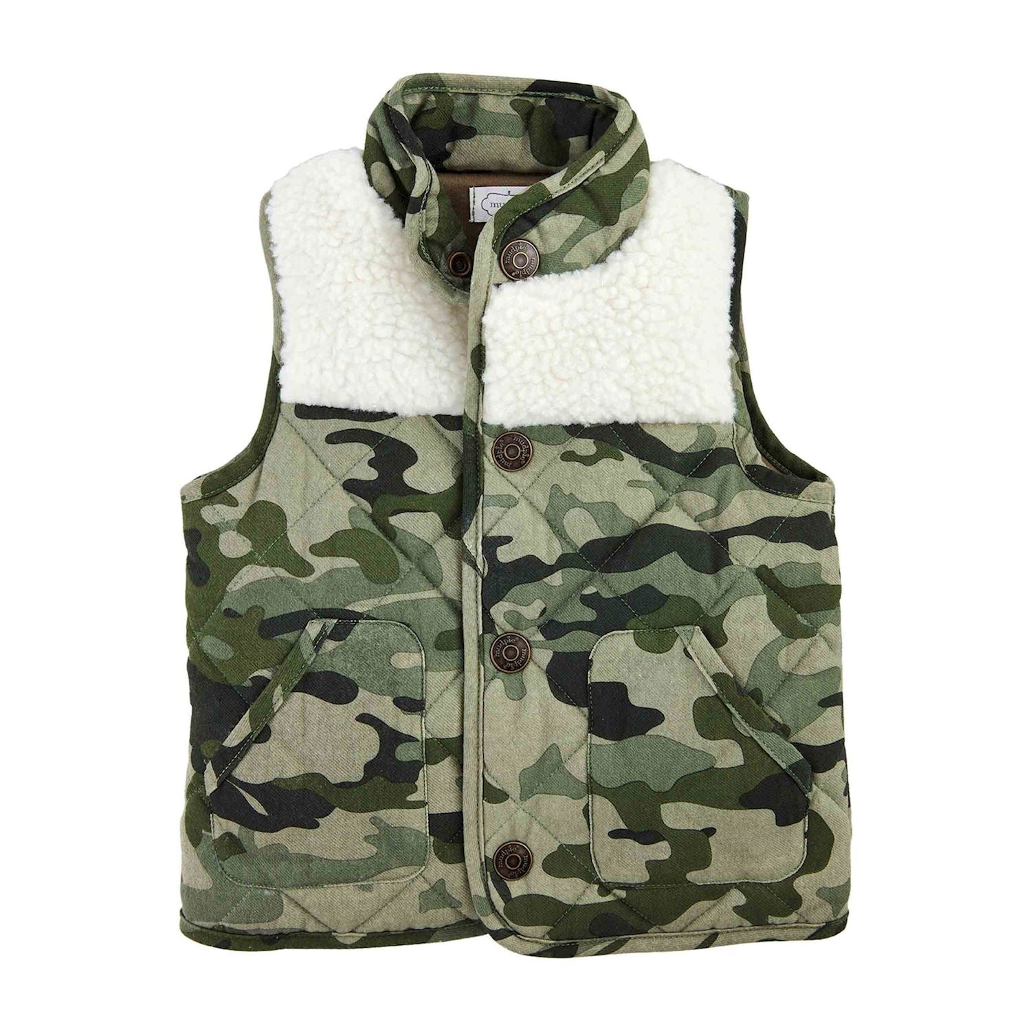 MUD PIE Camo Sherpa Vest 4T-5T
