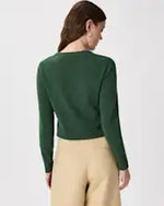 EMERALD COLLECTION Florida Mongolian Cashmere Crewneck Sweater in Forest Green Size L