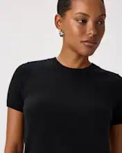 EMERALD COLLECTION "Florida" Mongolian Cashmere Short Sleeve in Black - Size XL