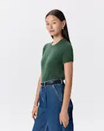 EMERALD COLLECTION "Florida" Mongolian Cashmere Short Sleeve in Forest Green - Size S