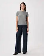 EMERALD COLLECTION "Florida" Mongolian Cashmere Short Sleeve in Grey - Size L