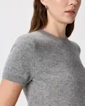 EMERALD COLLECTION "Florida" Mongolian Cashmere Short Sleeve in Grey - Size L