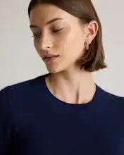 EMERALD COLLECTION "Florida" Mongolian Cashmere Short Sleeve in Navy - Size S