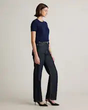 EMERALD COLLECTION "Florida" Mongolian Cashmere Short Sleeve in Navy - Size S