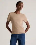 EMERALD COLLECTION "Florida" Mongolian Cashmere Short Sleeve in Tan - Size XL