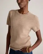 EMERALD COLLECTION "Florida" Mongolian Cashmere Short Sleeve in Tan - Size XL