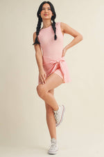 Gingham Print Sleeveless Wrap Tie Front Dress : Pink Gingham / S