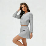 Women's Summer Set:Cropped Full Zipper Jacket And Skirt: Yellow / 4