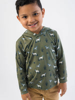 Boys Pond Pups Hunting Dog Performance Hooded Shirt: Green / 2T