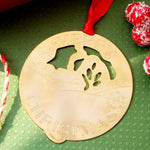 Gold Metal Christmas Tree Ornament with Winter Scene