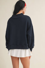 Salty Oversized Mock Neck Sweatshirt: Navy / L