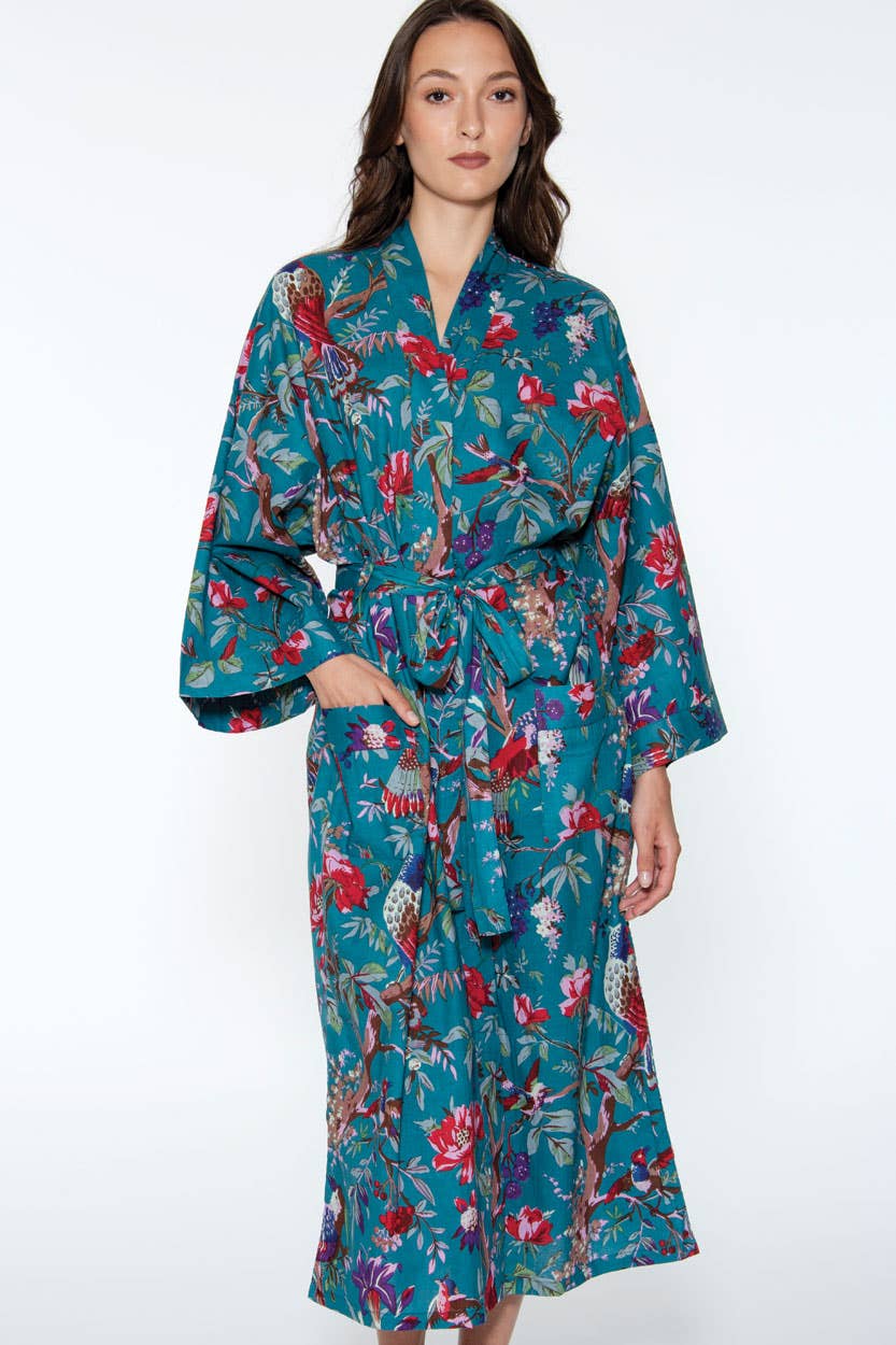 Rani Kimono Robes: Red Multi Birds