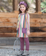 Girls Vintage Violet Rib Knit Footless Ruffled Tights: 12-24m