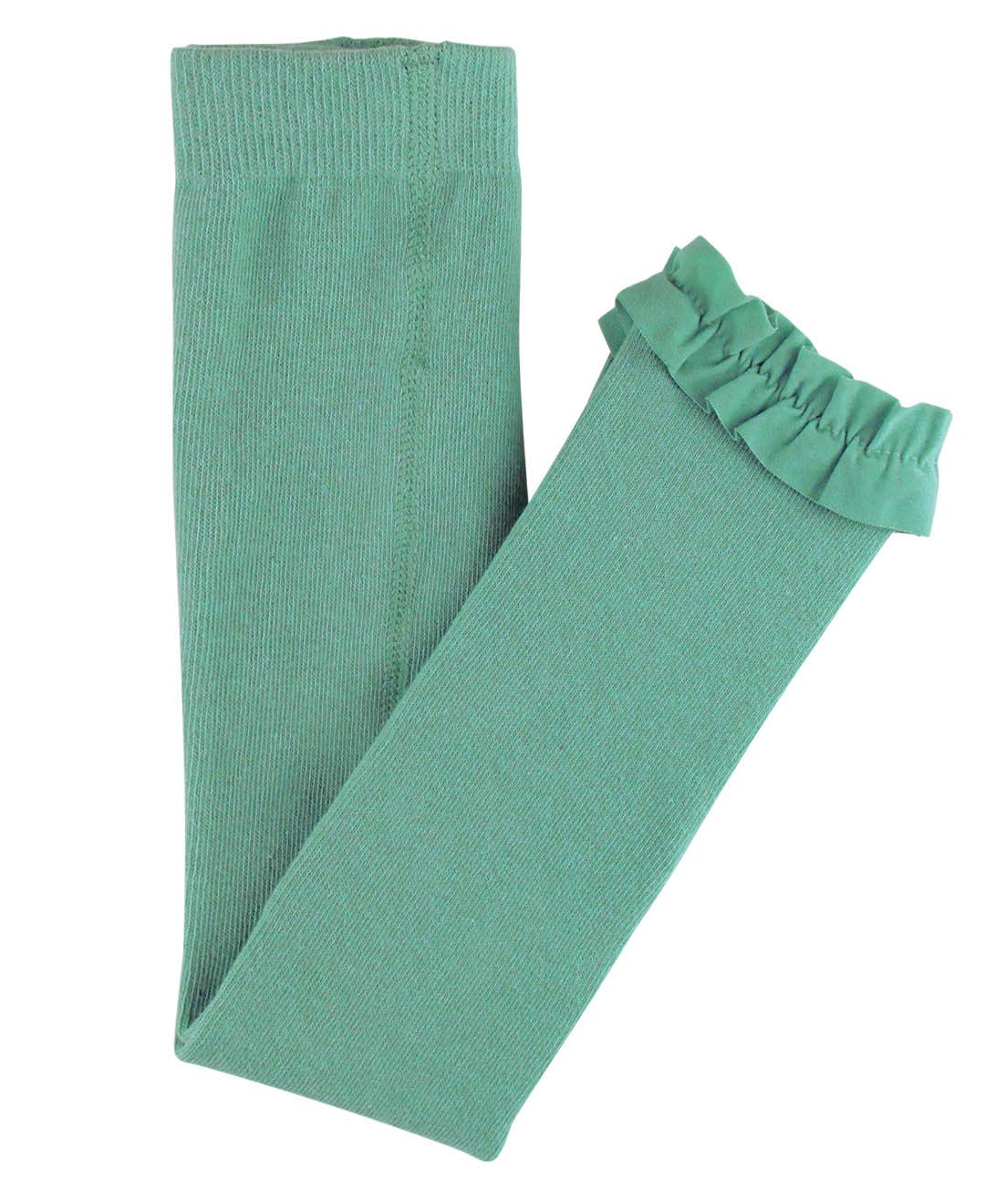 Girls Spruce Footless Ruffle Tights: Green / 6-12M