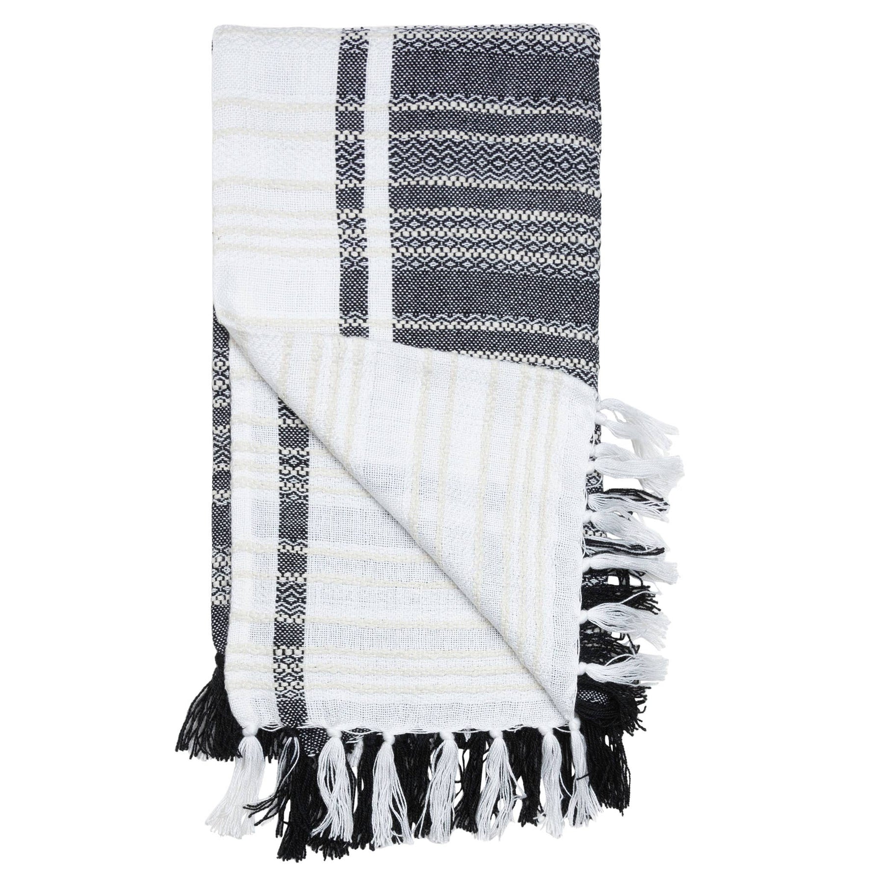Genevieve 50x70" Indoor/Outdoor Recycled Woven Throw Blanket: Blue