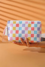 Striped Print Large Capacity Clear Makeup Bag: Red