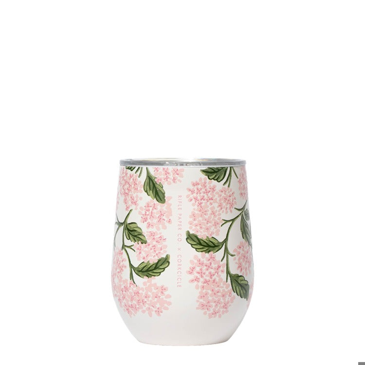 Stemless - 12oz Rifle Paper - Pink Hydrangea