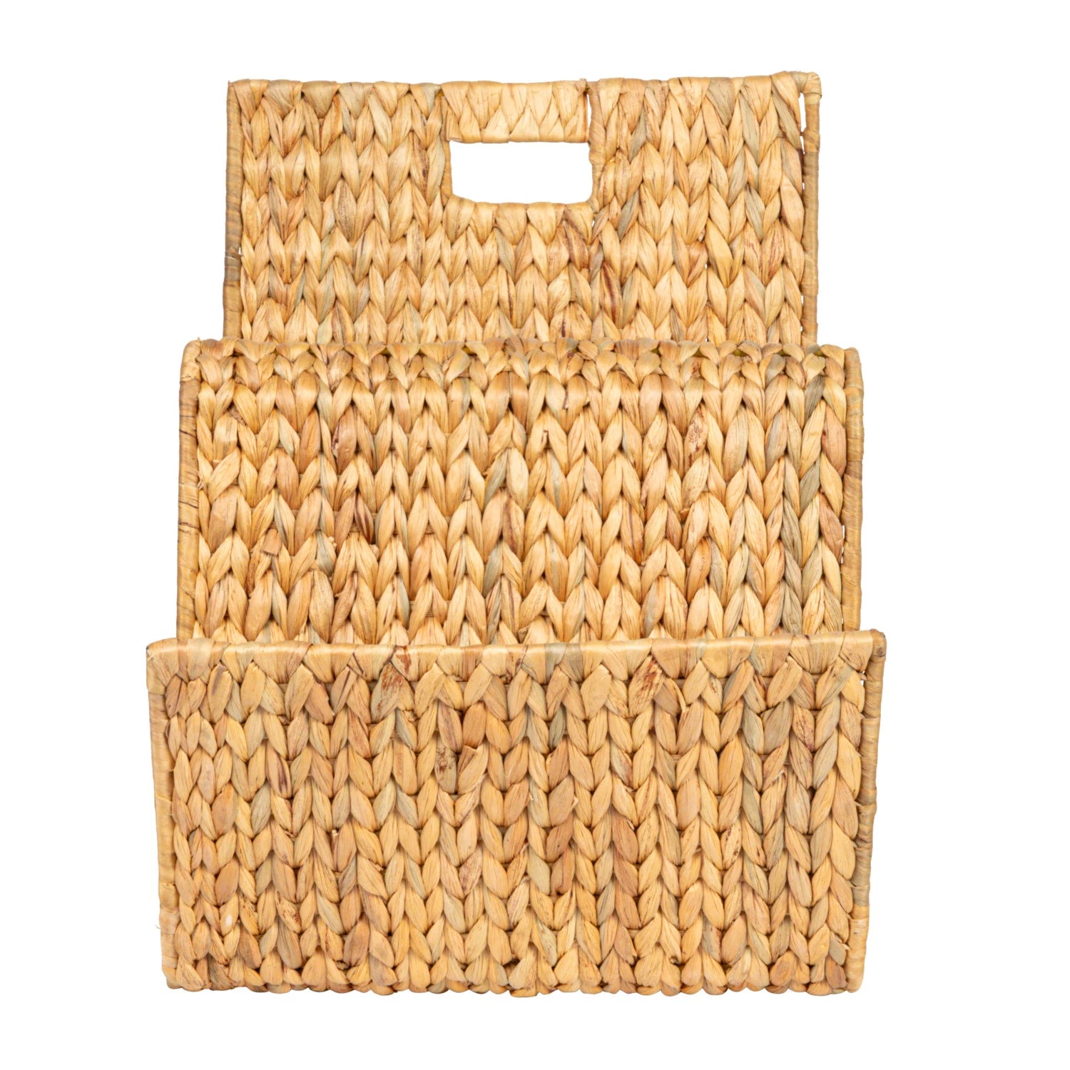 BLOOMINGVILLE Hand-Woven Water Hyacinth & Metal Tray/Magazine Holder
