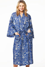 Lalita Block Print Kimono Robes: Turquoise