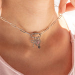 18K Gold PVD Paperclip Carabiner Necklace: Gold / 16+2"