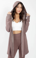 90 Degree by Reflex Women's Butter Fleece Hoodie Cardigan: IRON