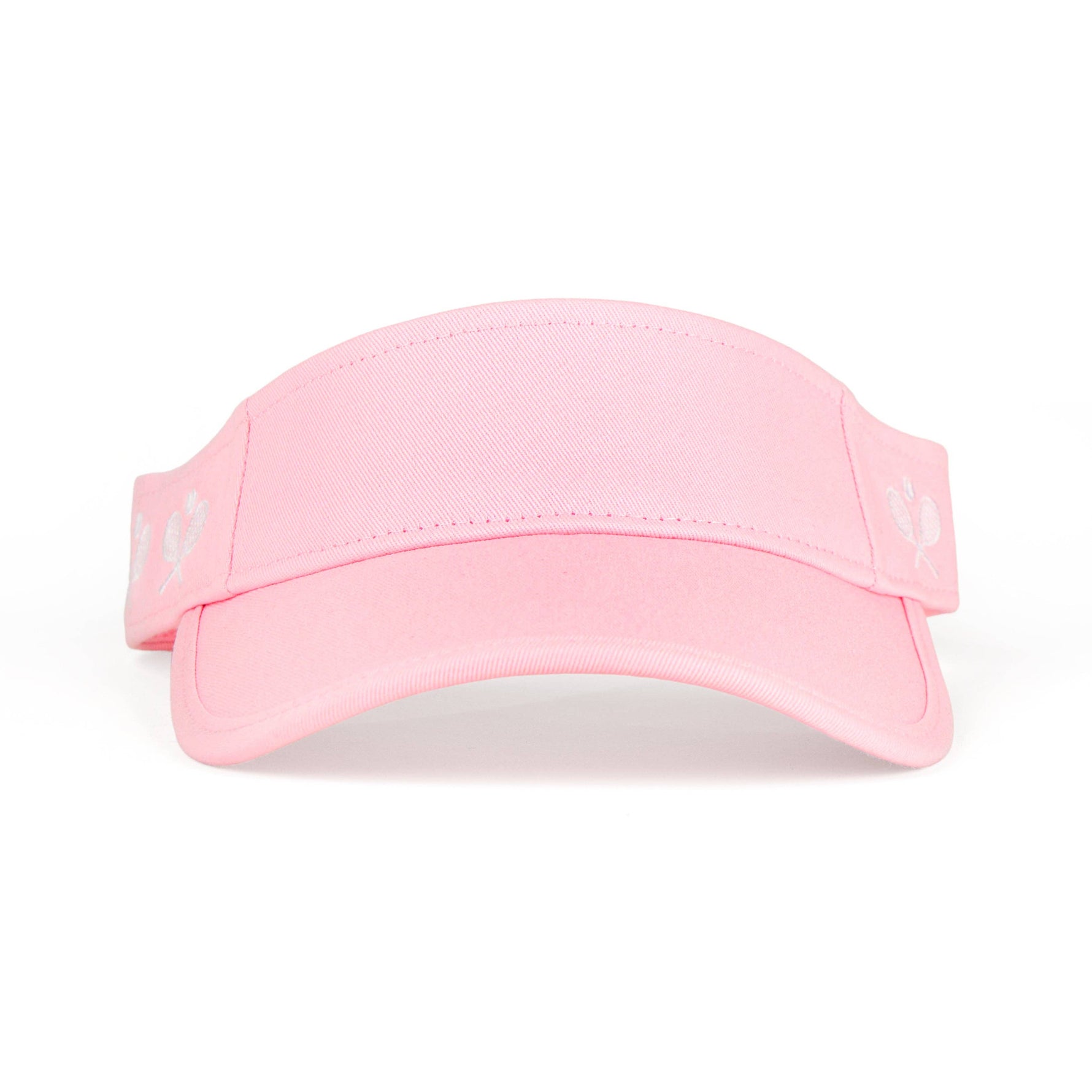 Country Club Visor: Pink With Crossed Racquets White
