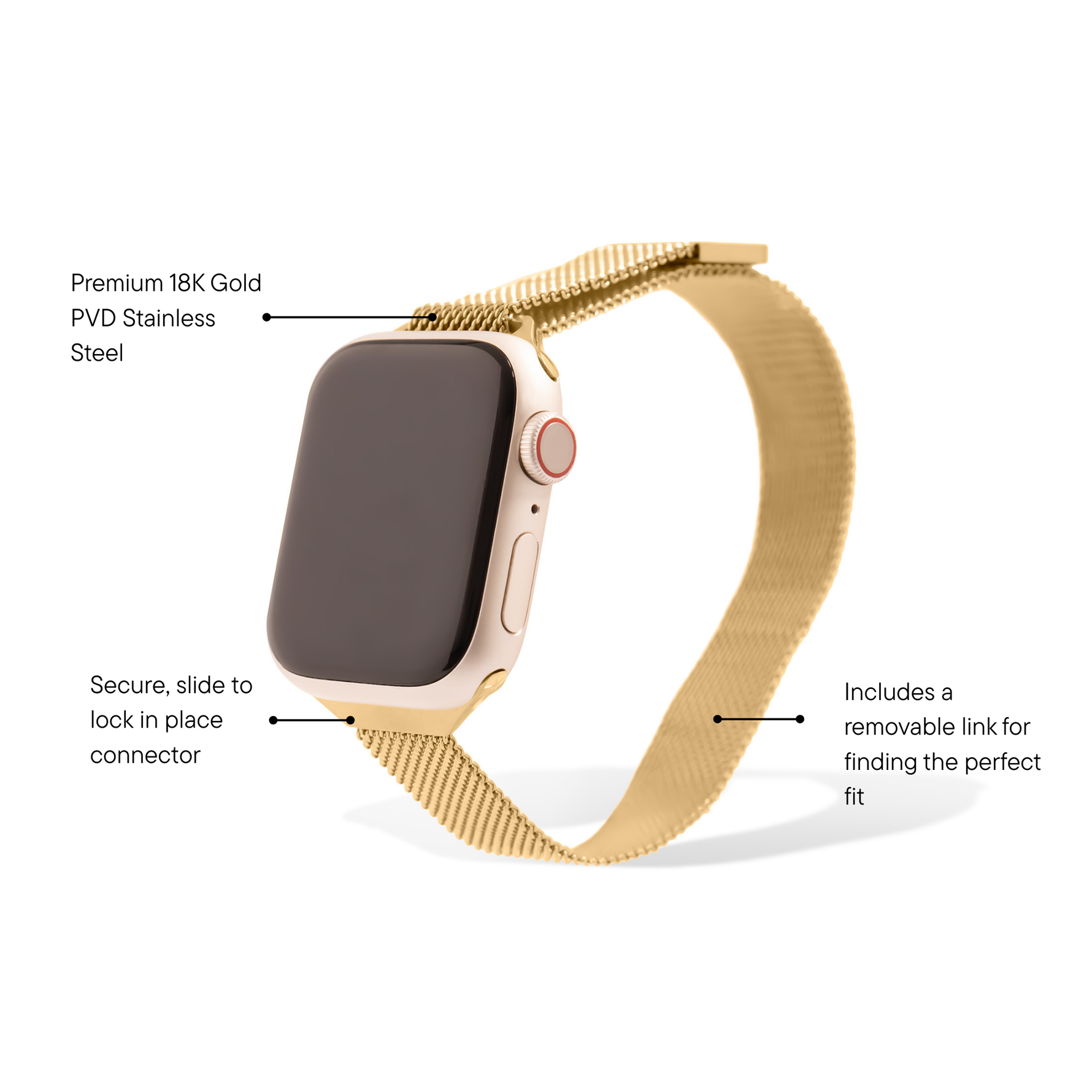 Stainless Steel Adjustable Mesh Smart Watch Band