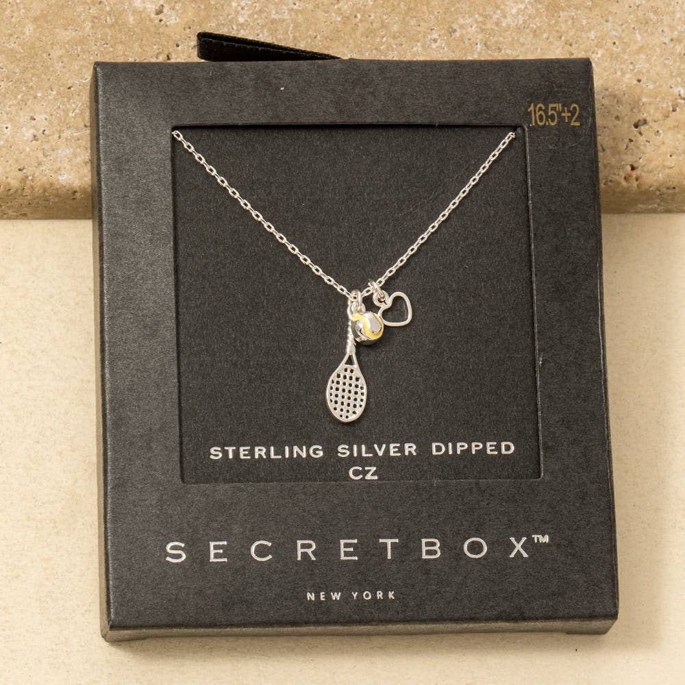 Secret Box Gold Dipped Tennis Theme Pendant Necklace