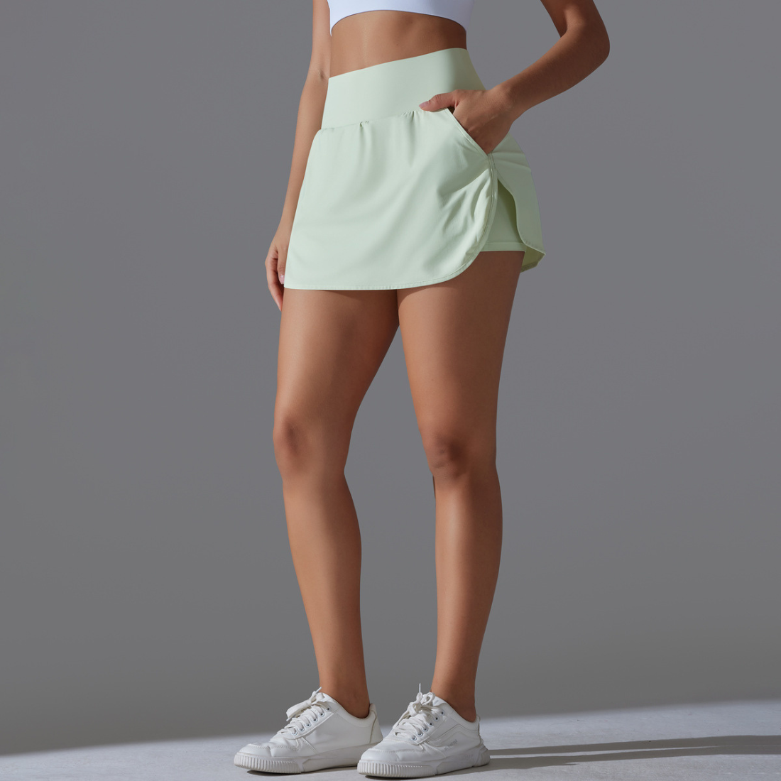 Women's Athletic Faux two-piece Quick-Dry Tennis Skirt: Navy / S