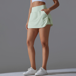 Women's Athletic Faux two-piece Quick-Dry Tennis Skirt: Blue / L