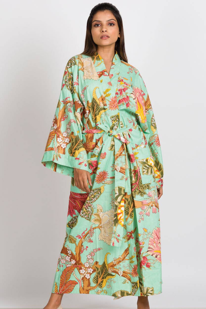 Rani Kimono Robes: Teal & Rose