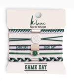 "Game Day" Green, White & Black Hair Tie Bracelets