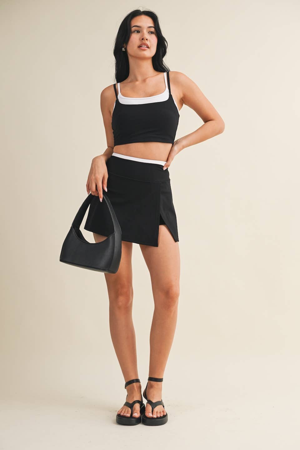 Double Layered Tank Top: Hot Pink Combo / L
