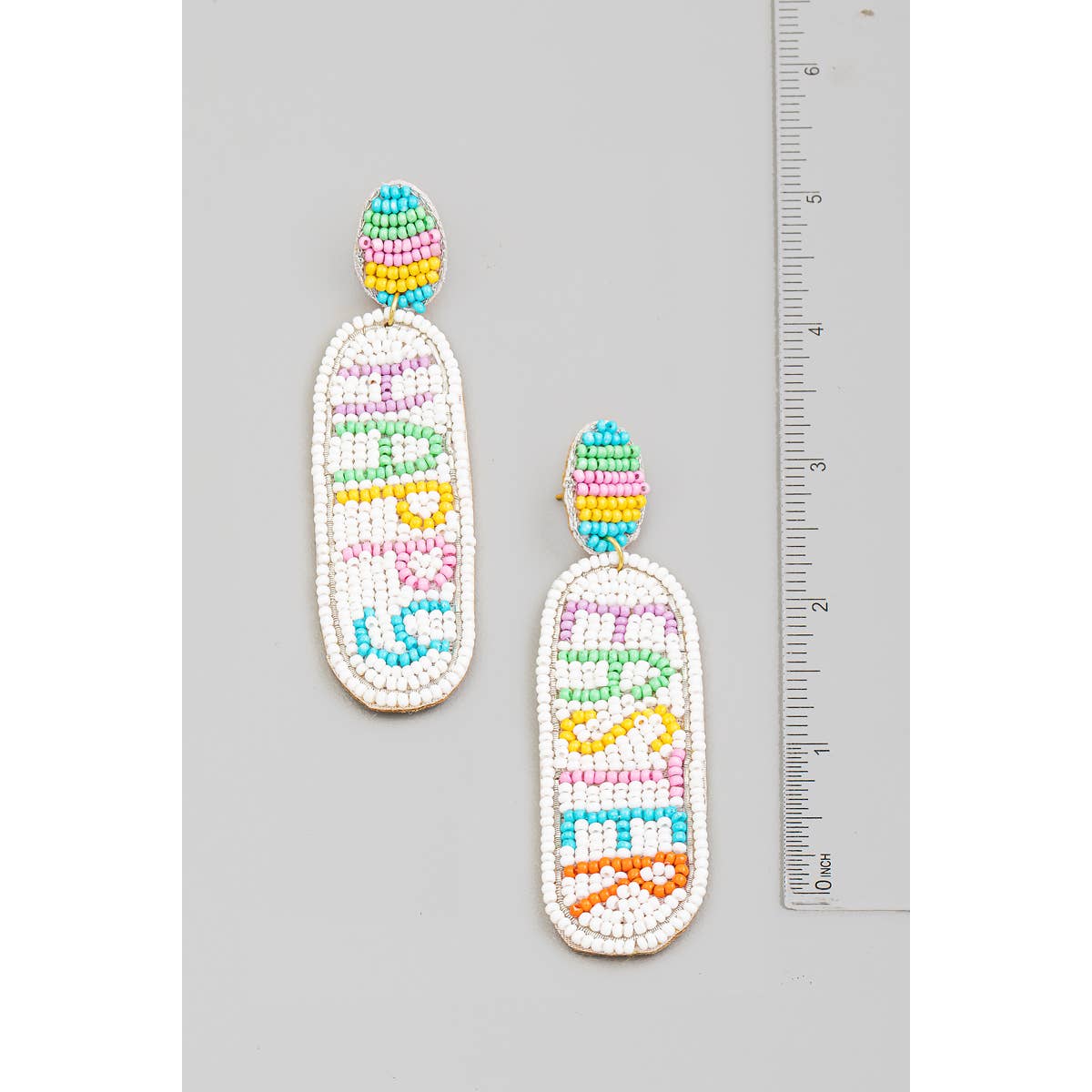 Seed Beaded Happy Easter Earrings